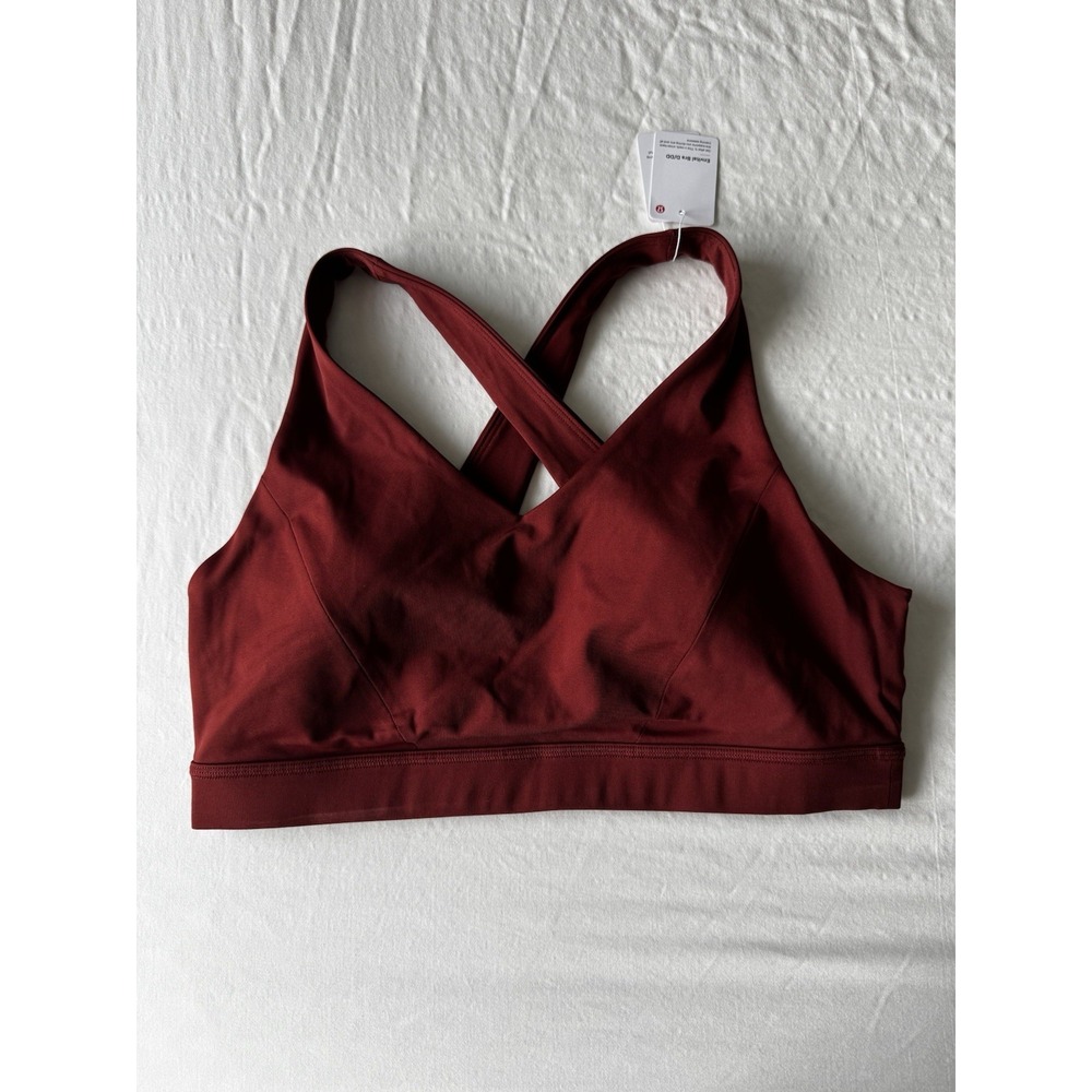 New Lululemon Envital Bra D/DD Rockwood Size 12 Racer back Red Workout Yoga